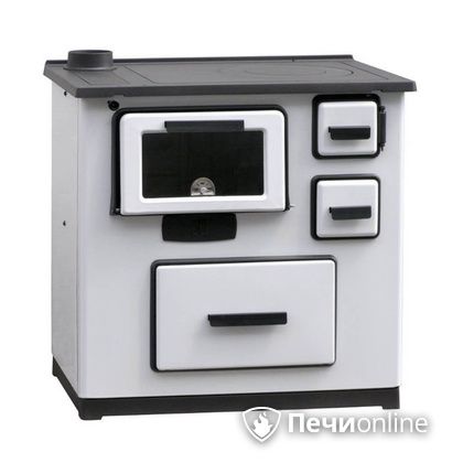 Отопительно-варочная печь Plamen Slavonac белая труба слева в Щербинке