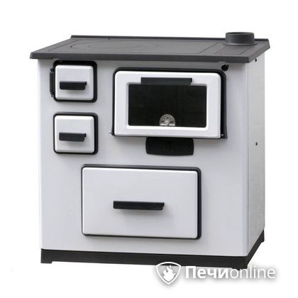 Отопительно-варочная печь Plamen Slavonac белая труба справа в Щербинке