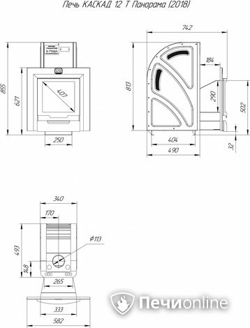 Дровяная банная печь Теплодар Каскад-12 Т Панорама (2018) в Щербинке