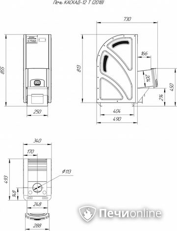 Дровяная банная печь Теплодар Каскад-12 Т (2018) в Щербинке