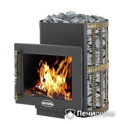 Дровяная банная печь Везувий Скиф Ковка 16 Панорама в Щербинке