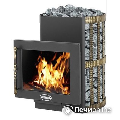 Дровяная банная печь Везувий Скиф Ковка 22 Панорама в Щербинке
