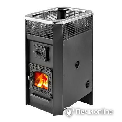 Дровяная банная печь Радуга ПБ-11 с теплообменником 6 мм прочистная дверца в Щербинке