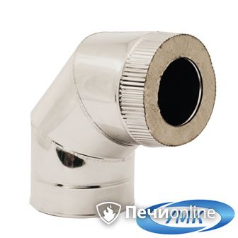 Дымоход УМК Сэндвич-отвод 90° D120х200 Н+Оц 1.0мм 0.5мм по воде в Щербинке