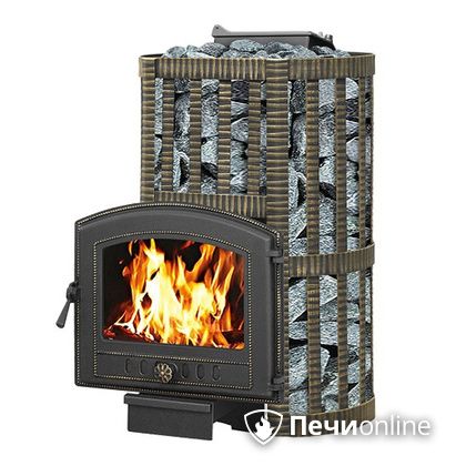 Дровяная банная печь Везувий Ураган Ковка 16 (224) с закрытой каменкой чугун в Щербинке