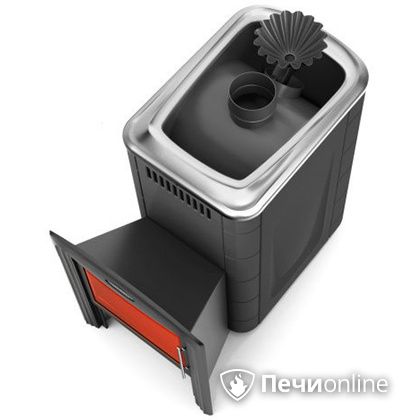 Дровяная банная печь TMF Ангара 2012 Carbon Витра с закрытой каменкой антрацит в Щербинке