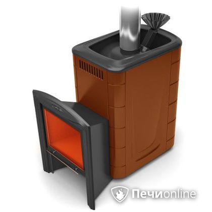 Дровяная банная печь TMF Гейзер 2014 Inox Витра  Терракота в Щербинке