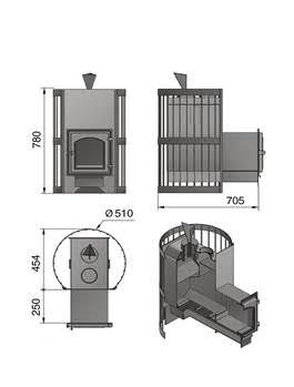 Дровяная банная печь Везувий Скиф Стандарт (ДТ-4С) с парогенератором в Щербинке