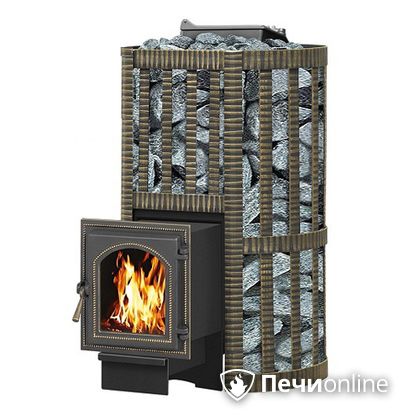 Дровяная банная печь Везувий Ураган Ковка 22 (270) с закрытой каменкой чугун в Щербинке