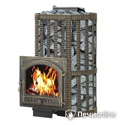 Дровяная банная печь Везувий Ураган Ковка 22 (205) с закрытой каменкой чугун в Щербинке