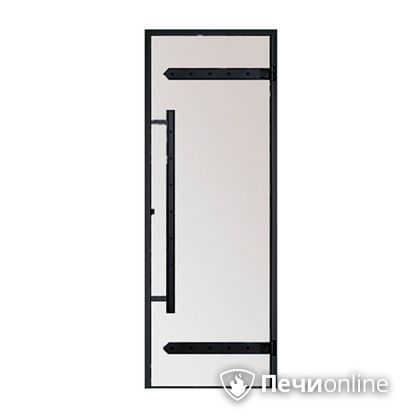 Дверь для бани Harvia Стеклянная дверь для сауны LEGEND 7/19 черная коробка сосна сатин D71905МL в Щербинке